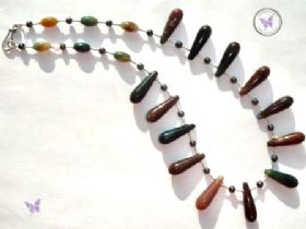 Fancy Jasper, Hematite & Silver Necklace